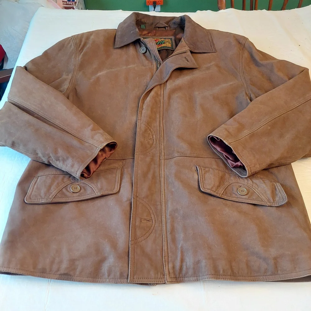 G III Vintage 90s Brown Suede Leather Bomber Jacket Heavyweight Lined Size XL